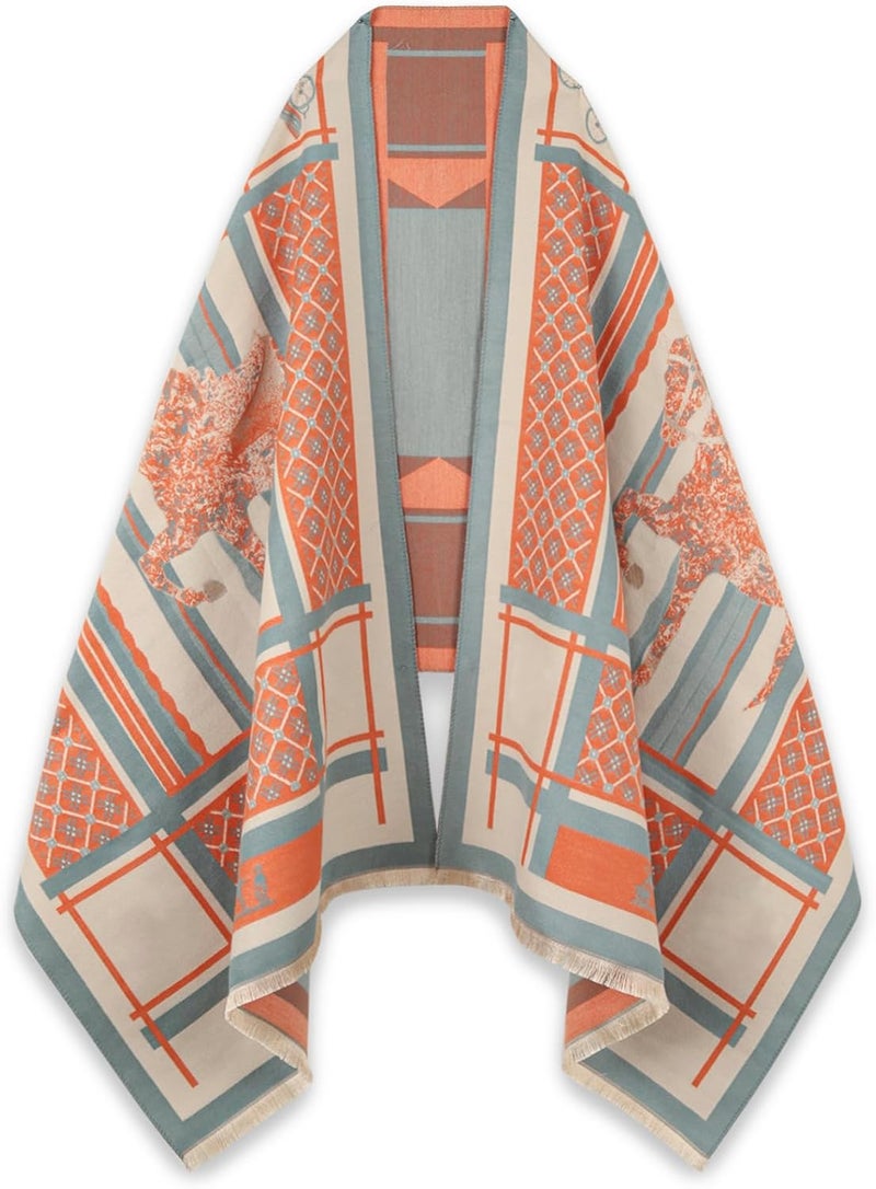 EXTREE Scarfs for Women Pashmina Silky Shawl Wrap for Evening Dressing Blanket Open Front Poncho Cape - Image 1